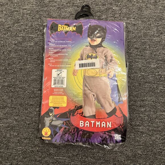 6-12M BATMAN BABY COSTUME Infant Superhero Comic Cape Dark Knight Boys NEW - Picture 1 of 2